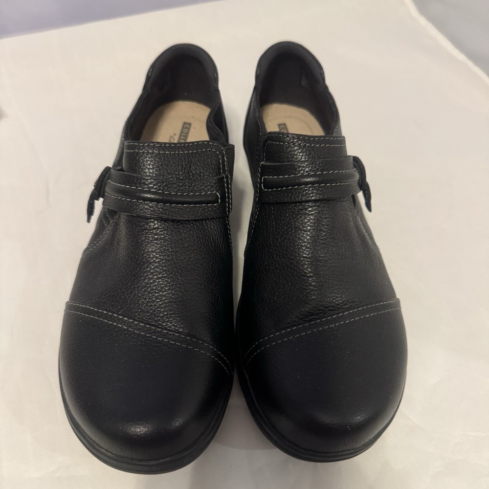 Clarks Collection Cheyn Madi Leather Slip On Shoes Black Casual Comfort Size 8.5